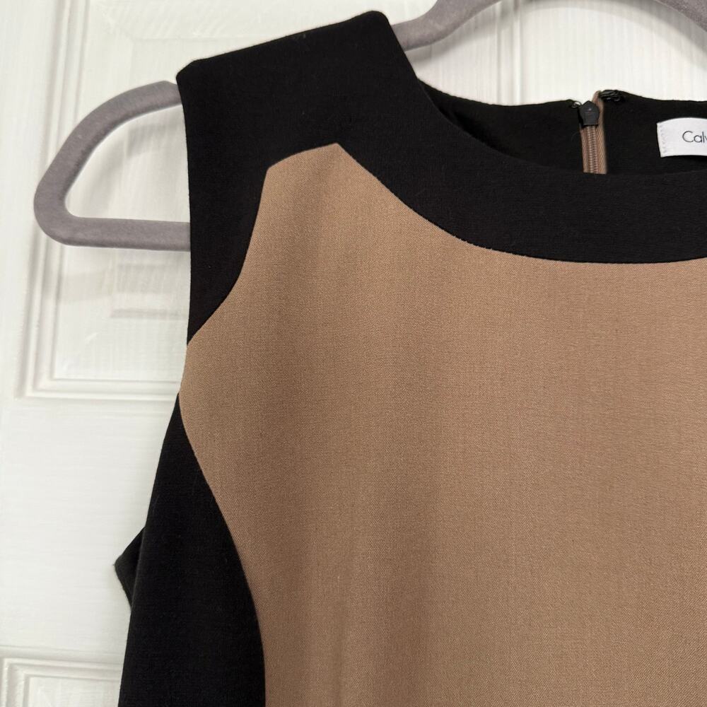 Calvin Klein New Women's Colorblock Taupe/Black Sleeveless Dress Size 4 - Picture 4 of 13